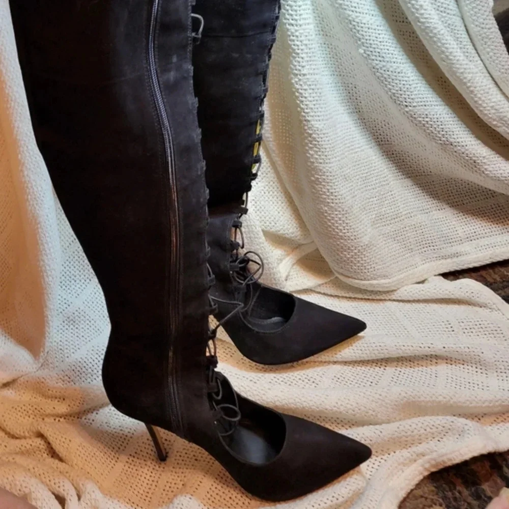 Robert Durville Thigh High Laced Boots 10‎